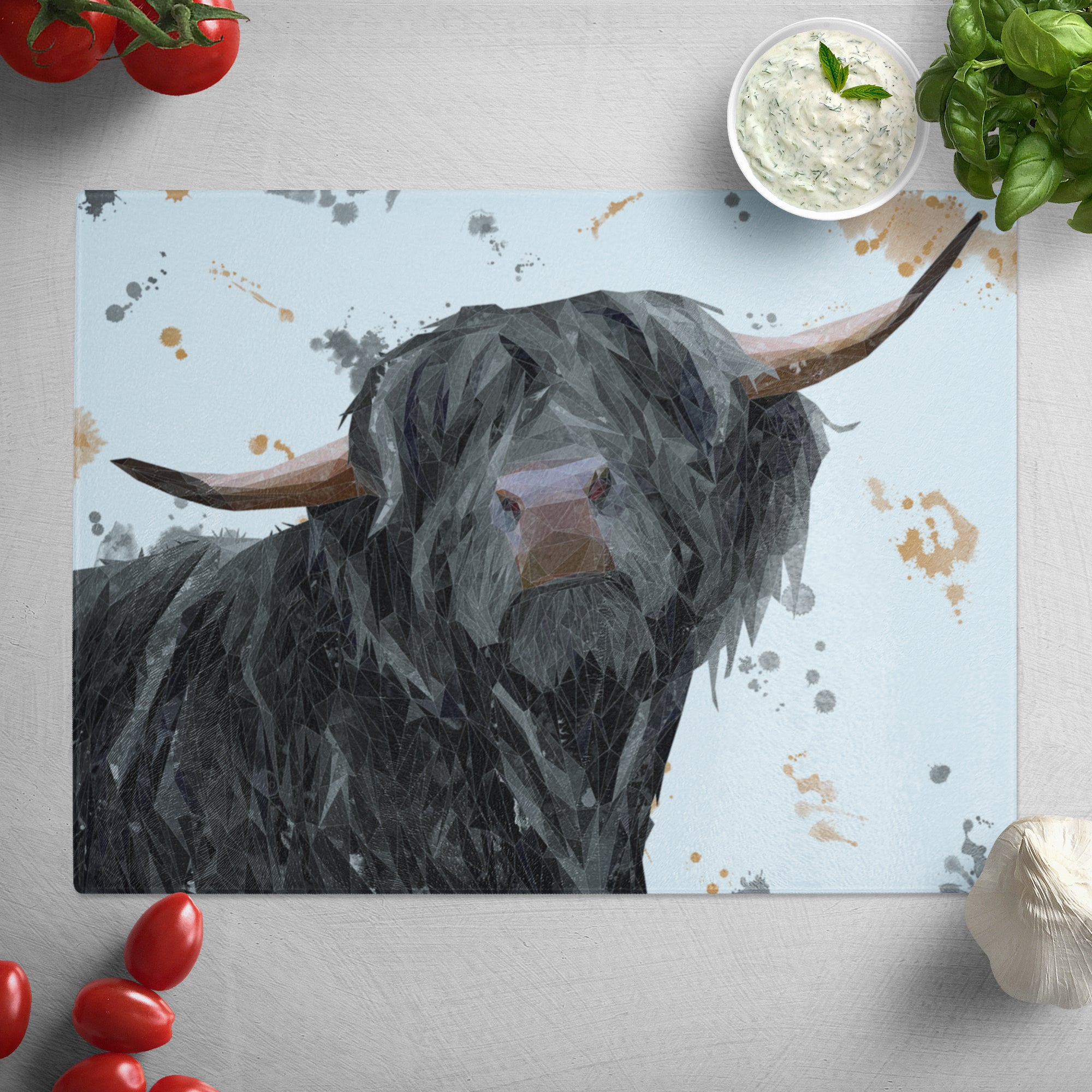 "Barnaby" The Highland Bull Glass Worktop Saver