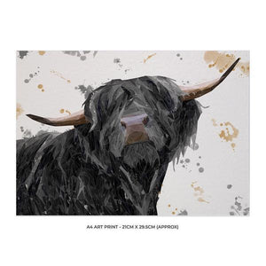 "Barnaby" The Highland Bull A4 Unframed Art Print - Andy Thomas Artworks