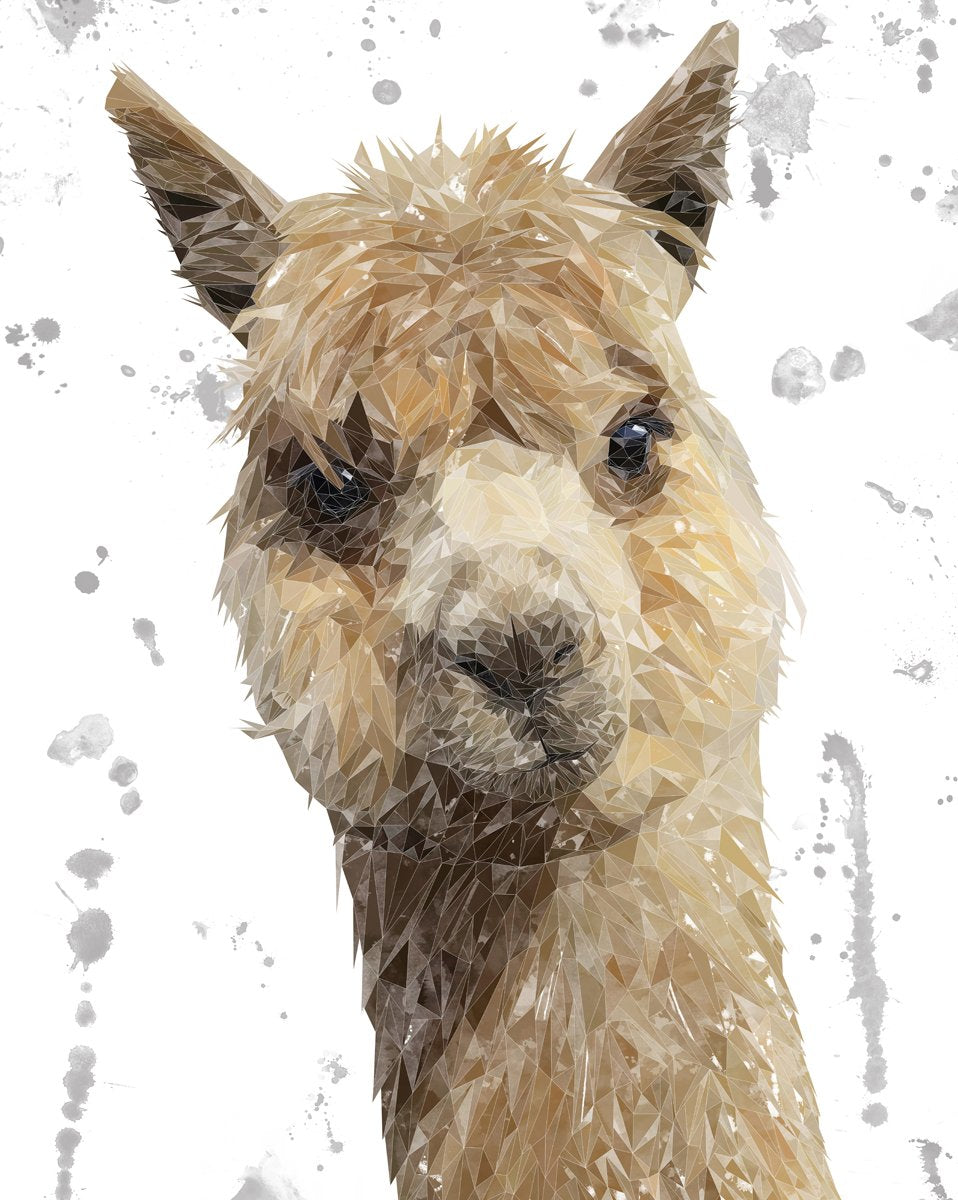 "Alice" The Alpaca (Grey Background) Kitchen Splashback