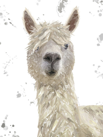 "Rowland" The Alpaca (Grey Background) Canvas Print