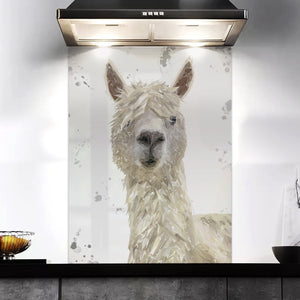 "Rowland" The Alpaca (Grey Background) Kitchen Splashback