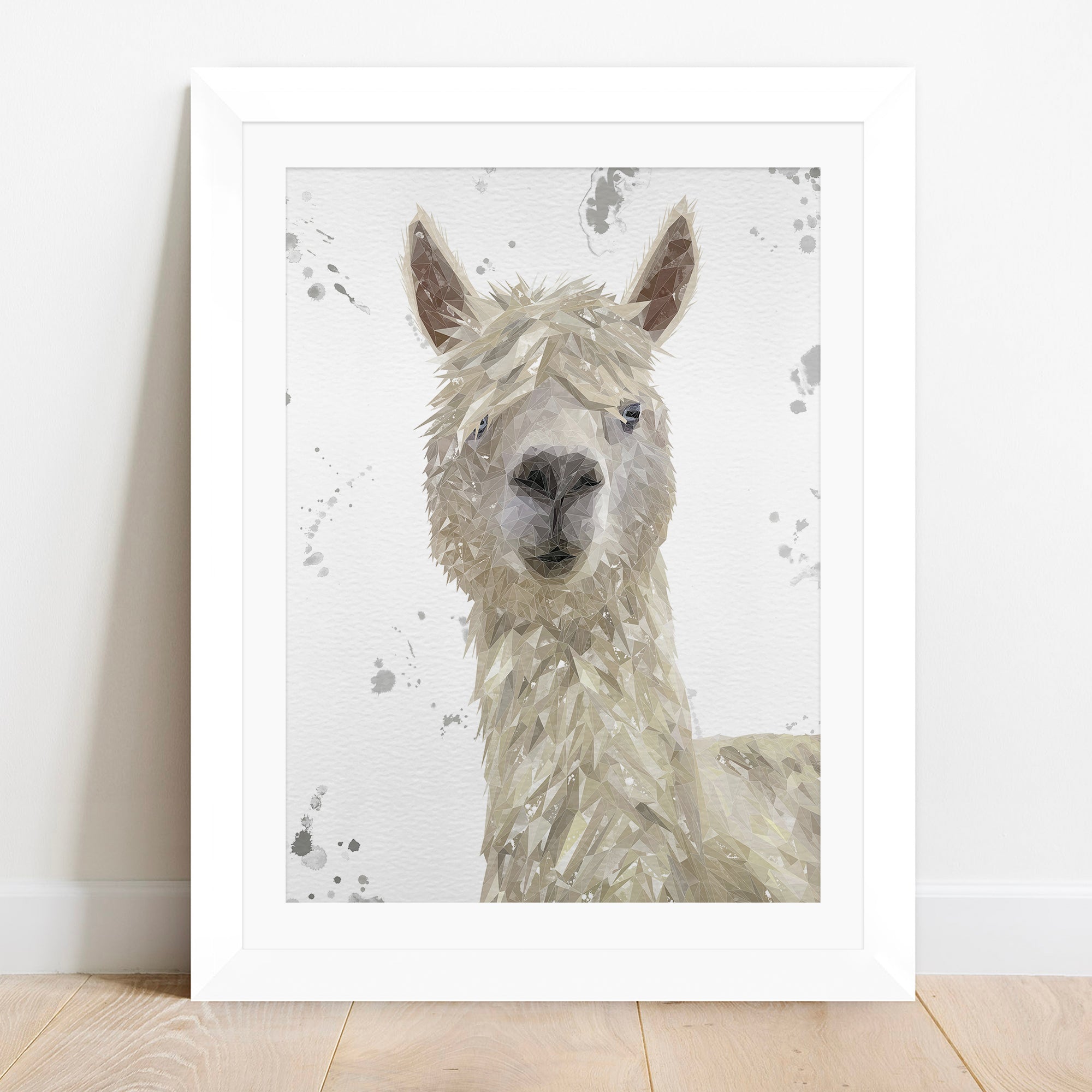 "Rowland" The Alpaca (Grey Background) Framed & Mounted Art Print