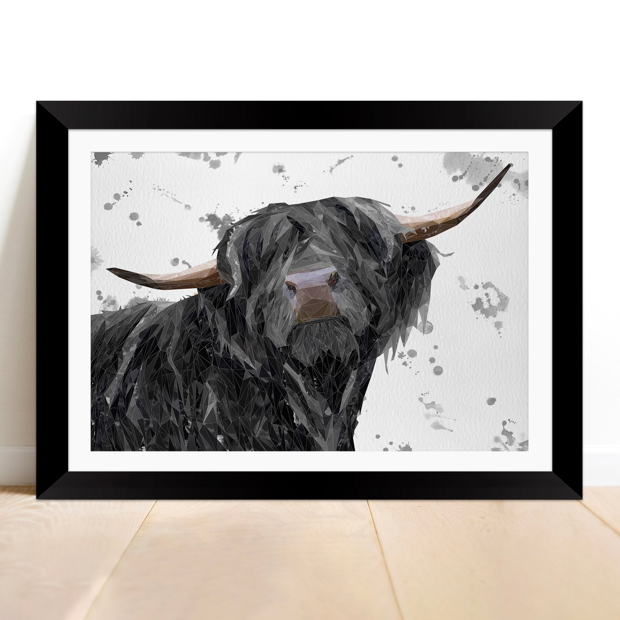 "Barnaby" The Highland Bull (Grey Background) Framed & Mounted Art Print