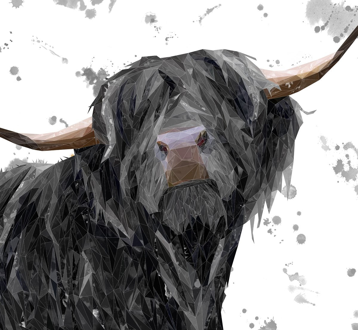 "Barnaby" The Highland Bull (Grey Background) Kitchen Splashback