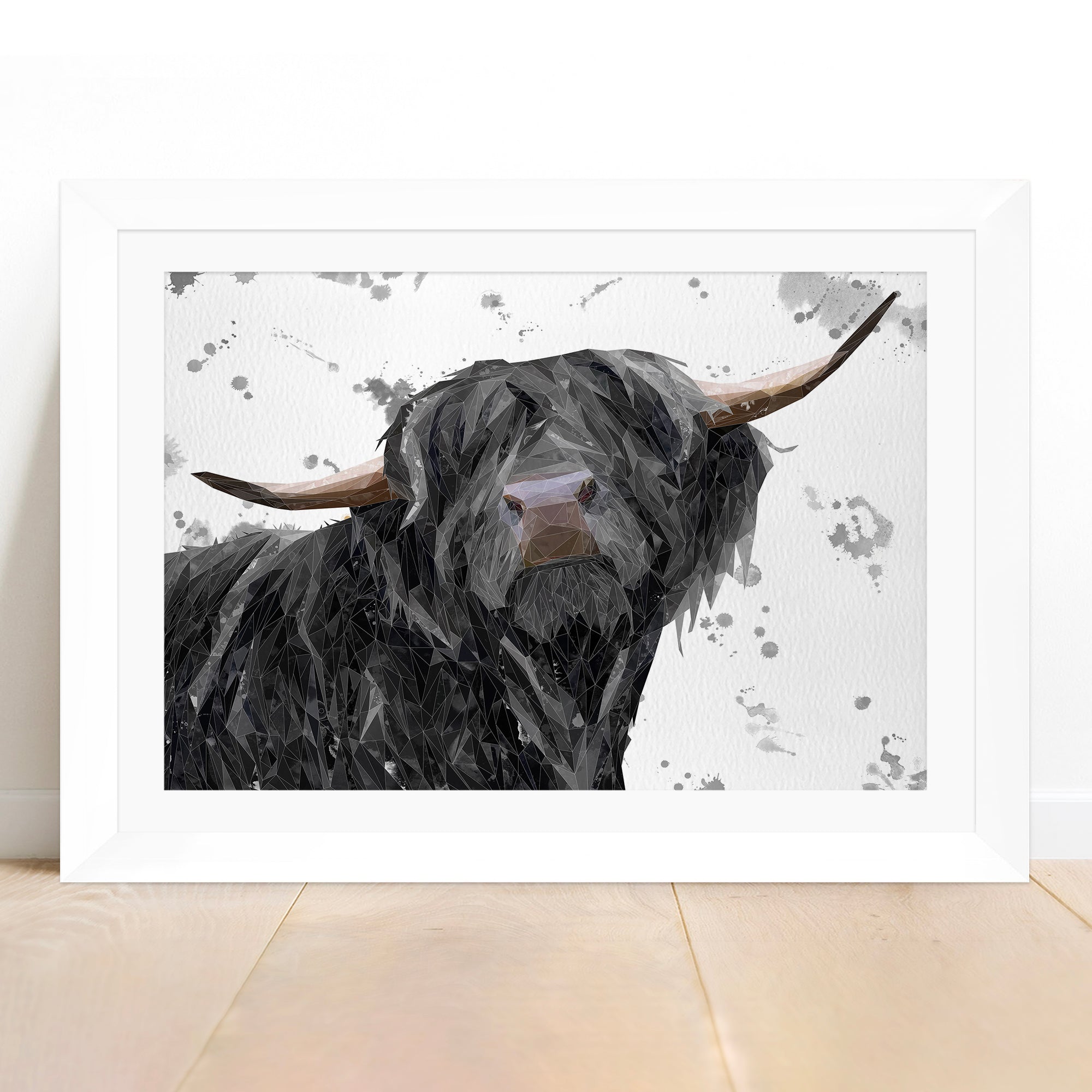 "Barnaby" The Highland Bull (Grey Background) Framed & Mounted Art Print