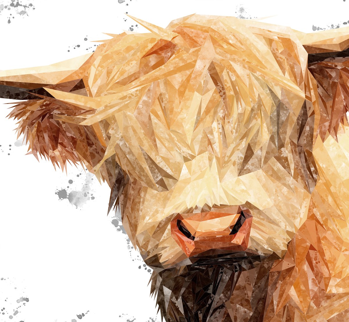 "Brenda" The Highland Cow (Grey Background) Kitchen Splashback