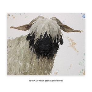 "Bertha" The Valais Blacknose Sheep 10" x 8" Unframed Art Print - Andy Thomas Artworks