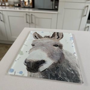 Daphne The Donkey, Portrait, Premium Glass Worktop Saver