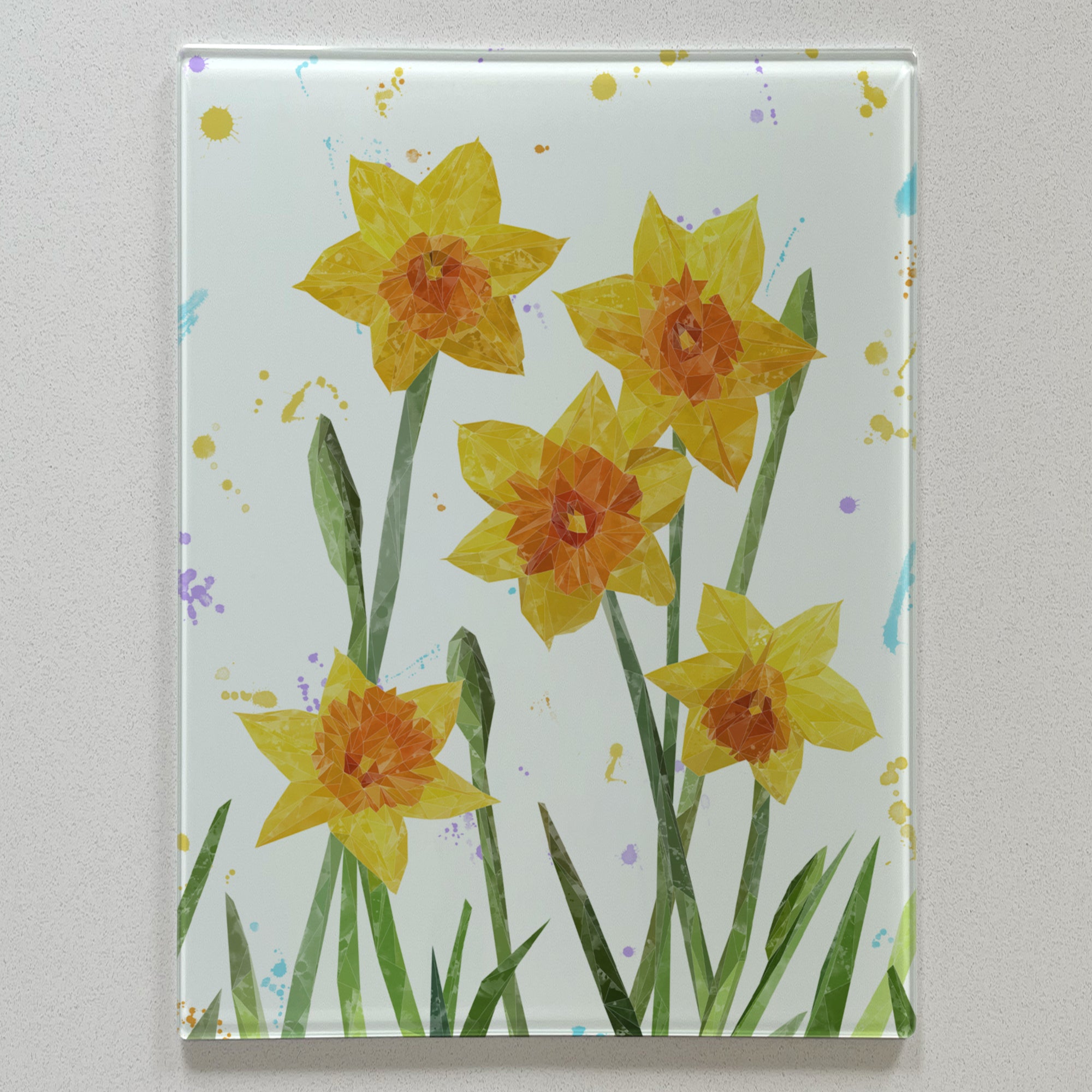 New Beginnings, The Daffodils, Portrait, Premium Glass Worktop Saver