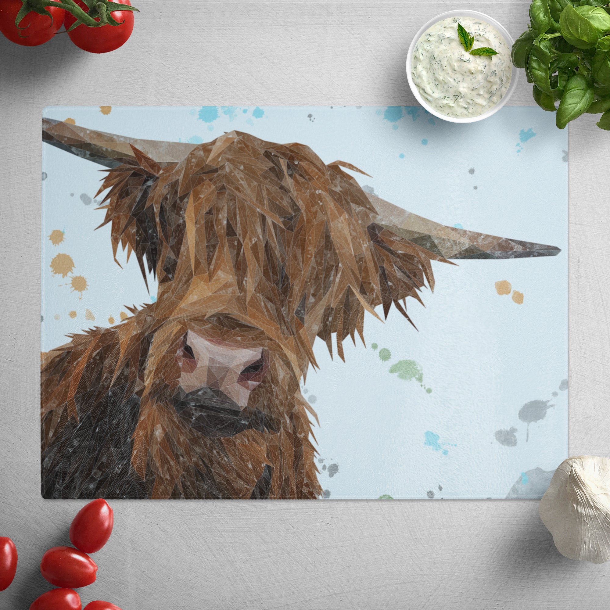 "Mac" The Highland Bull Glass Worktop Saver