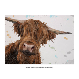 "Mac" The Highland Bull A4 Unframed Art Print - Andy Thomas Artworks