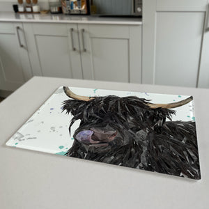 Mabel The Highland Cow Premium Glass Worktop Saver