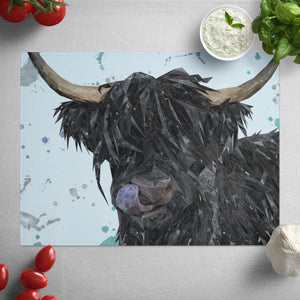 "Mabel" The Highland Cow Glass Worktop Saver