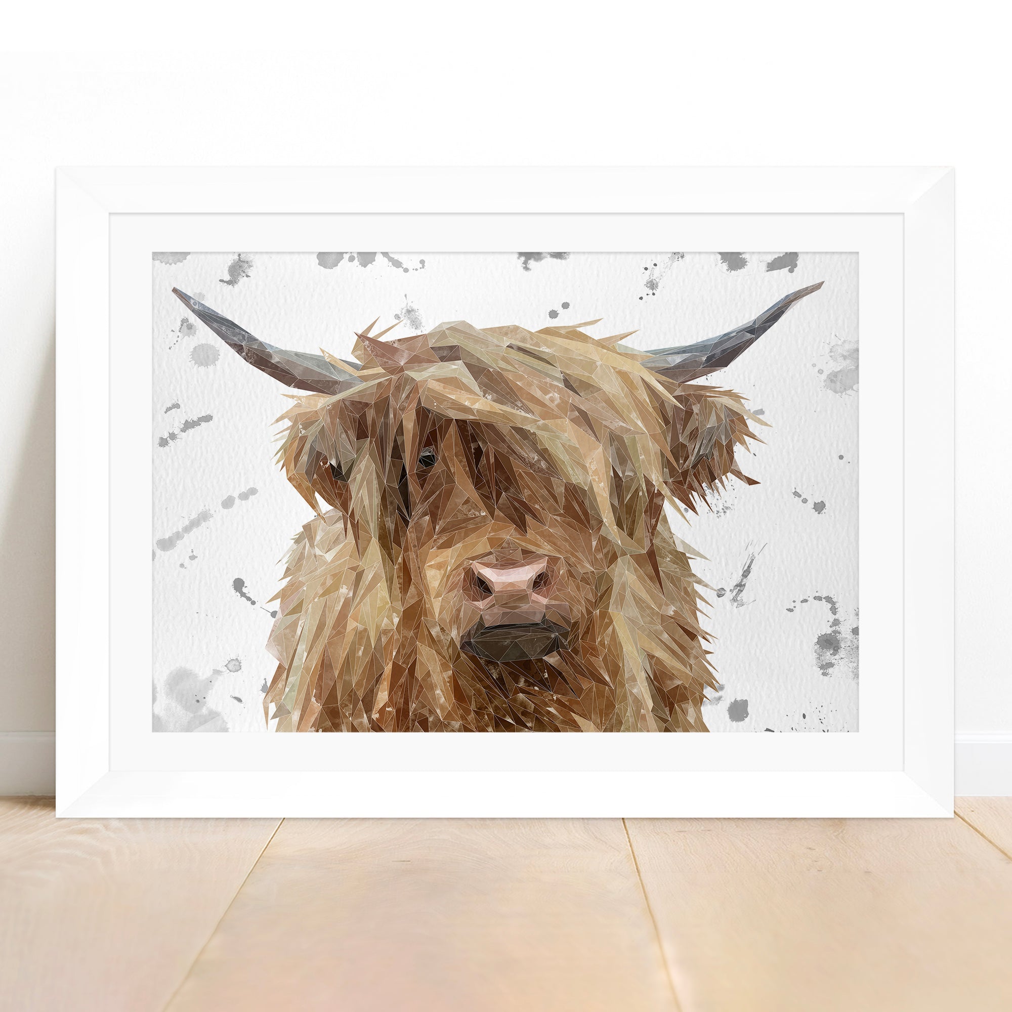 "Millie" The Highland Cow (Grey Background) Framed & Mounted Art Print