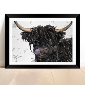 "Mabel" The Highland Cow (Grey Background) Framed & Mounted Art Print