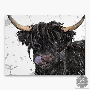 "Mabel" The Highland Cow (Grey Background) Canvas Print