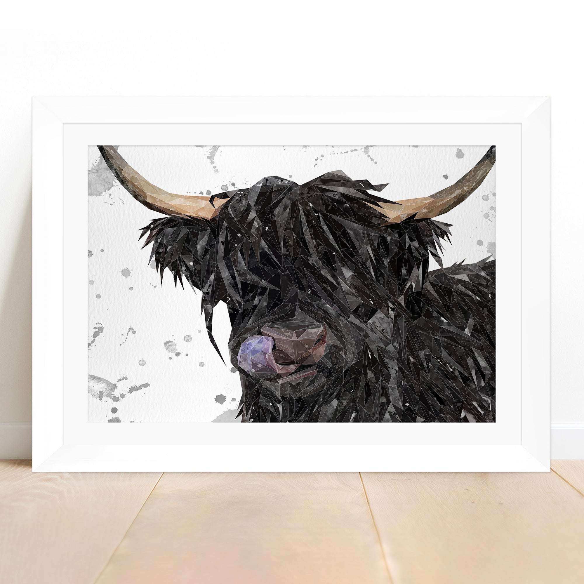 "Mabel" The Highland Cow (Grey Background) Framed & Mounted Art Print