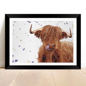 "Stephen Thomas" The Highland Bull (landscape version) Framed & Mounted Art Print