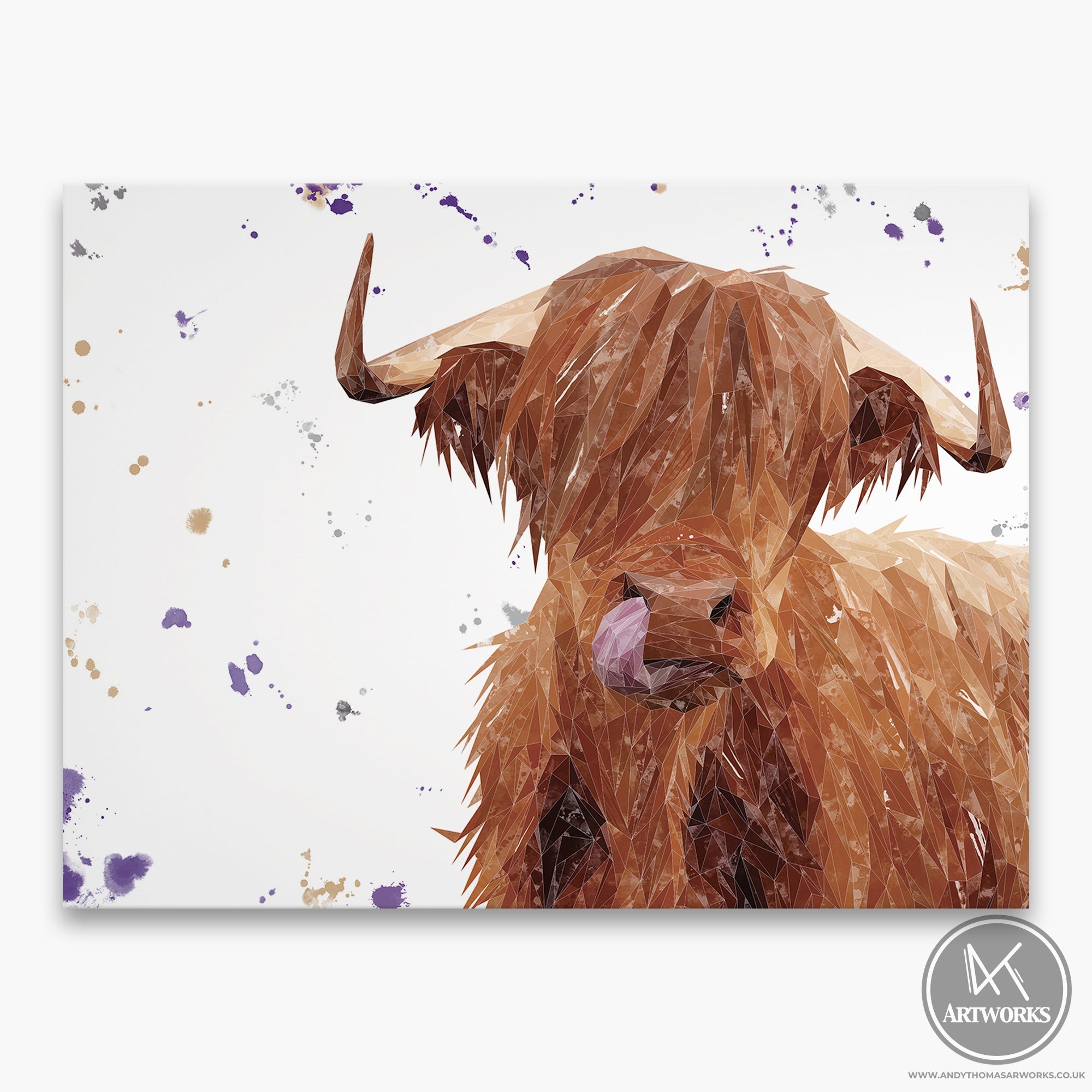 "Stephen Thomas" The Highland Bull (landscape version) Canvas Print