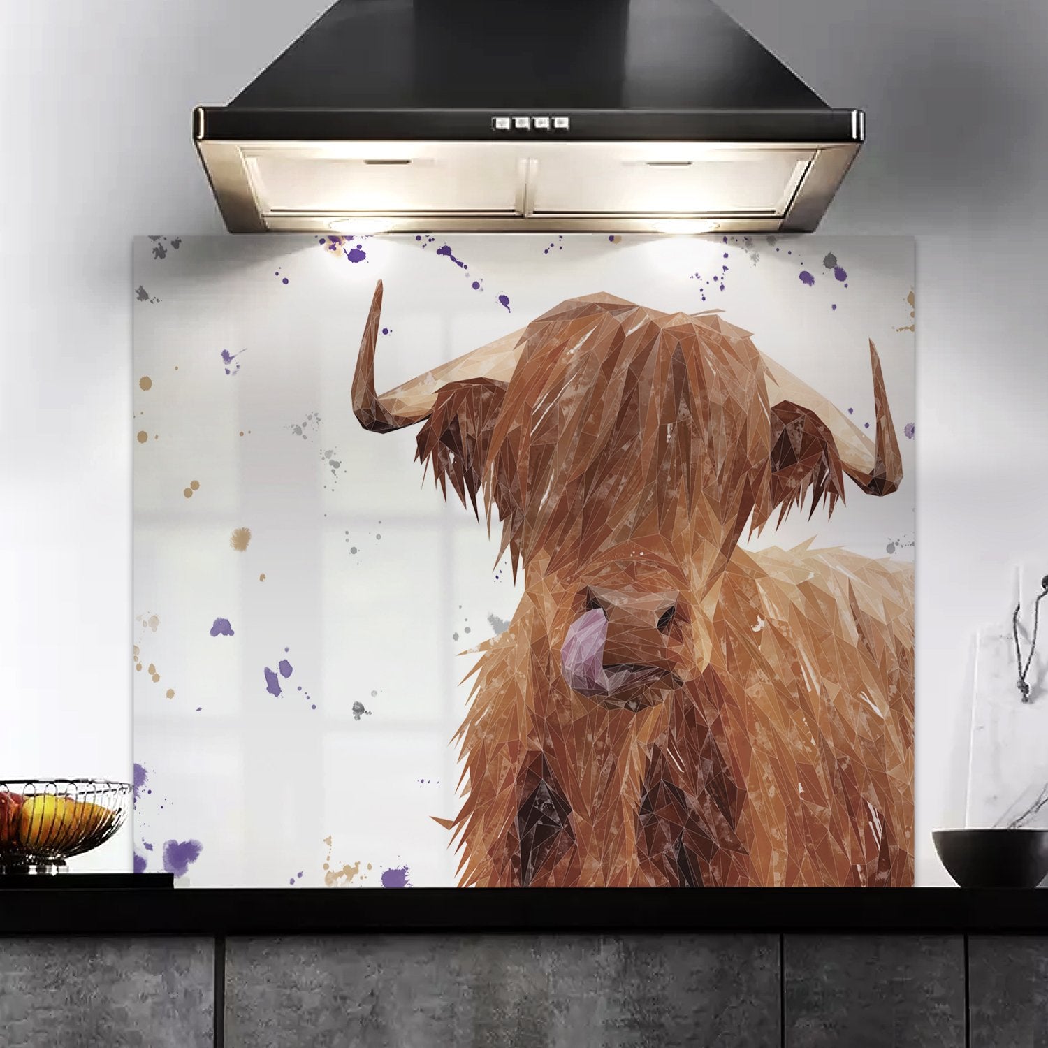 "Stephen Thomas" The Highland Bull (landscape version) Kitchen Splashback