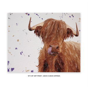 "Stephen Thomas" The Highland Bull (landscape version) 10" X 8" Unframed Art Print