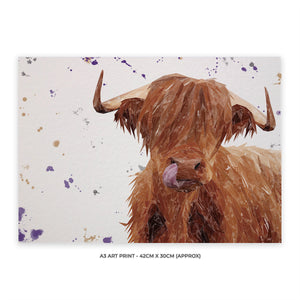 "Stephen Thomas" The Highland Bull (landscape version) A3 Unframed Art Print