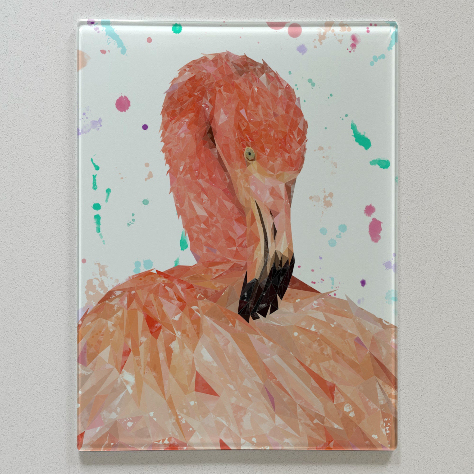 Felicity The Flamingo, Portrait, Premium Glass Worktop Saver