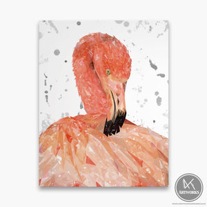 "Felicity" The Flamingo (Grey Background) Canvas Print