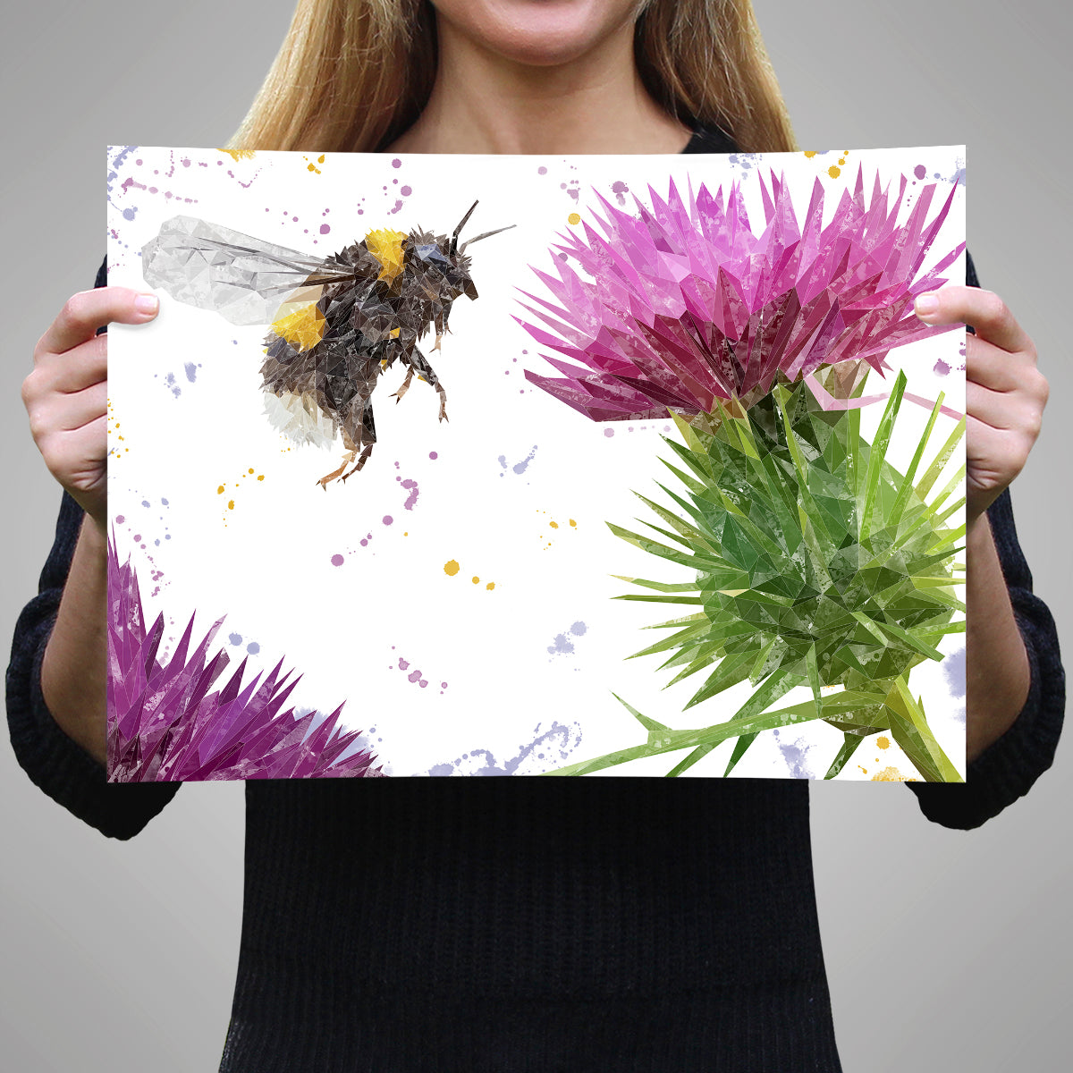 "Highland Honey" The Bee and The Thistle A3 Unframed Art Print - Andy Thomas Artworks