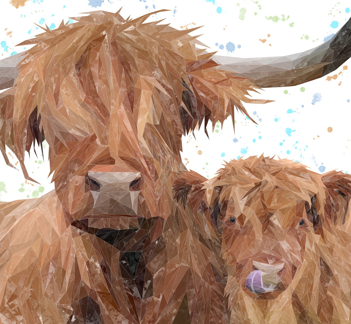 "A Mother's Love" Highland Cow & Calf Kitchen Splashback