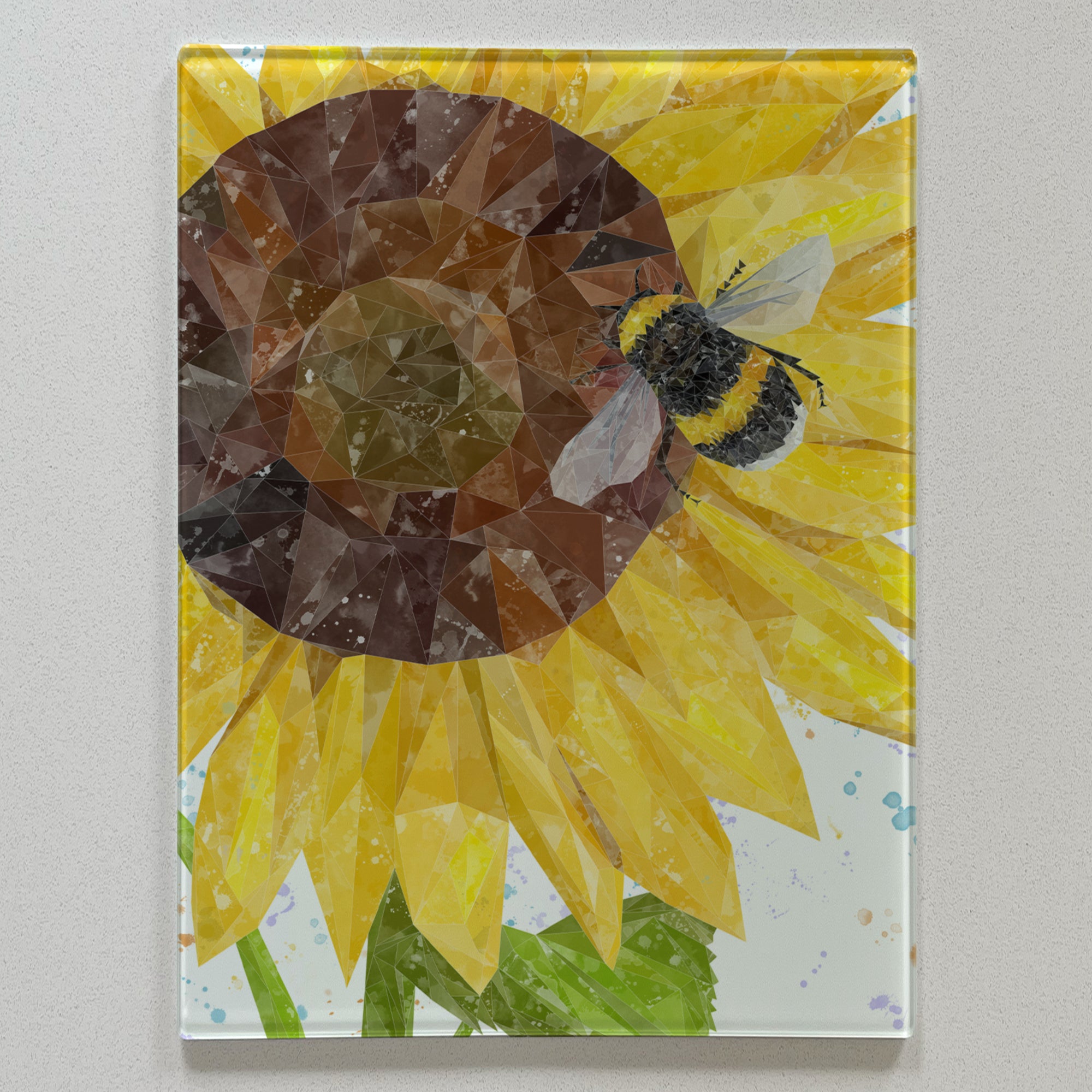 Summer Nectar, The Bee and The Sunflower, Portrait, Premium Glass Worktop Saver