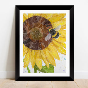 "Summer Nectar" The Bee and The Sunflower Framed & Mounted Art Print
