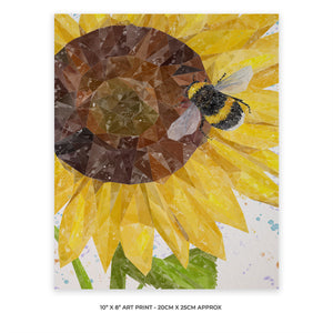 "Summer Nectar" The Bee and The Sunflower 10" x 8" Unframed Art Print