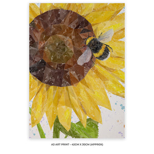 "Summer Nectar" The Bee and The Sunflower A3 Unframed Art Print