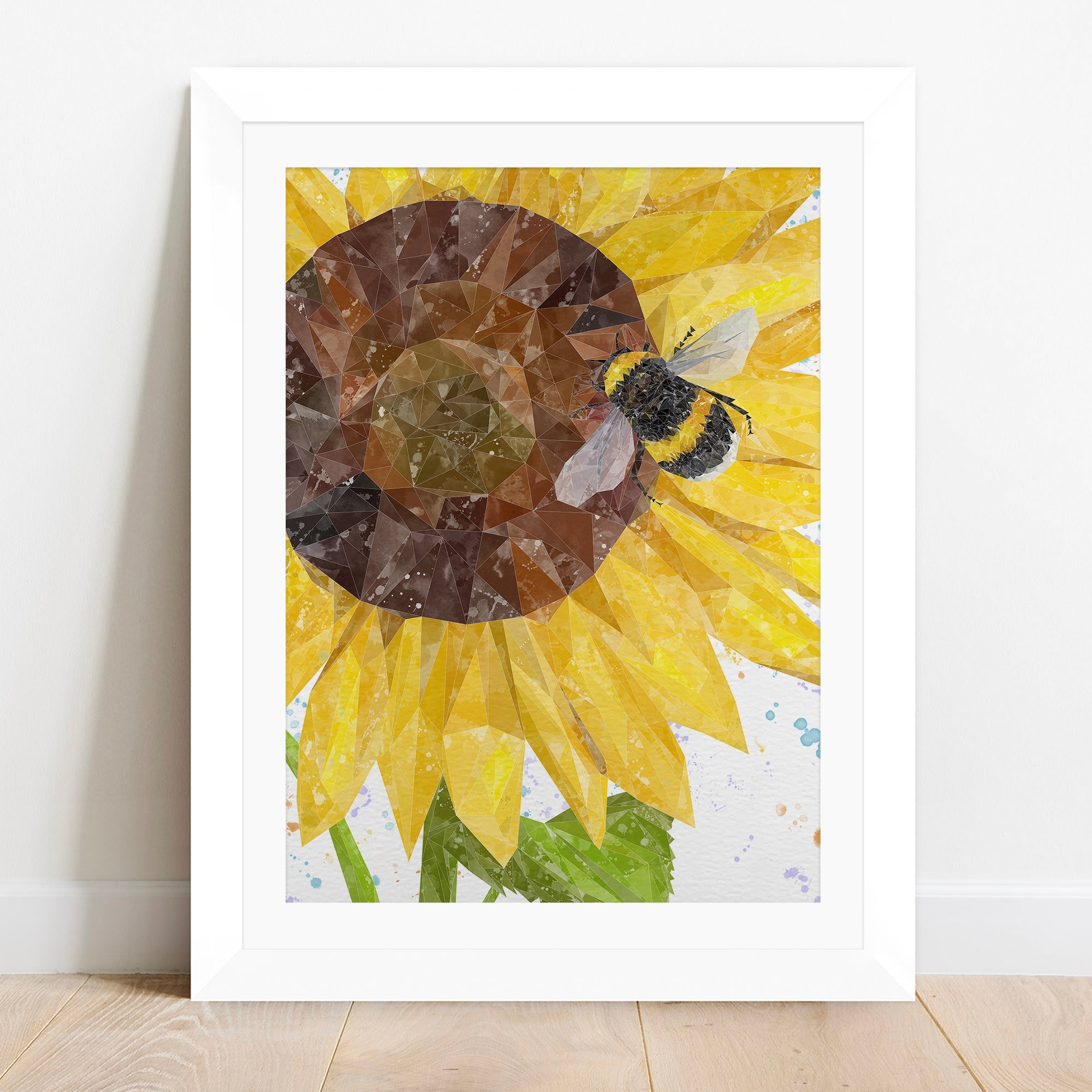 "Summer Nectar" The Bee and The Sunflower Framed & Mounted Art Print