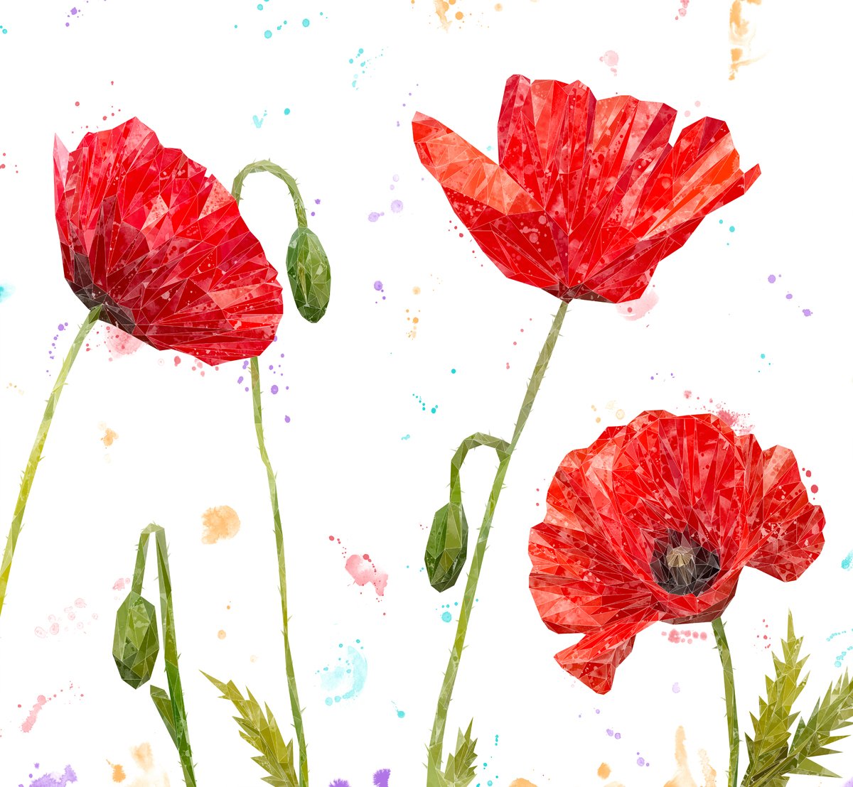 "Hope" Poppies (Landscape) Kitchen Splashback