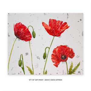 "Hope" Poppies 10" x 8" Unframed Art Print (grey background)