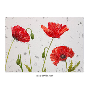"Hope" Poppies 5" x 7" Mini Print (grey background)