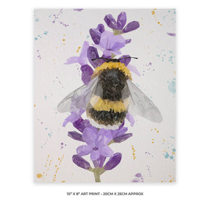 "Lavender Buzz" Bee & Lavender 10" x 8" Unframed Art Print