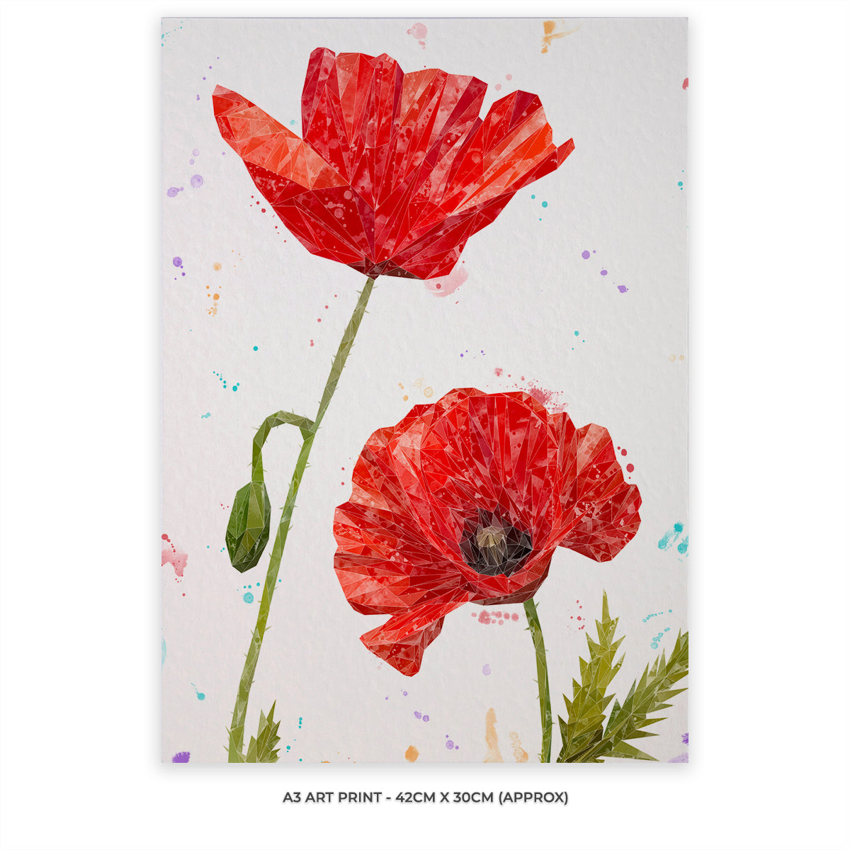 "Hope" Poppies A3 Unframed Art Print Portrait