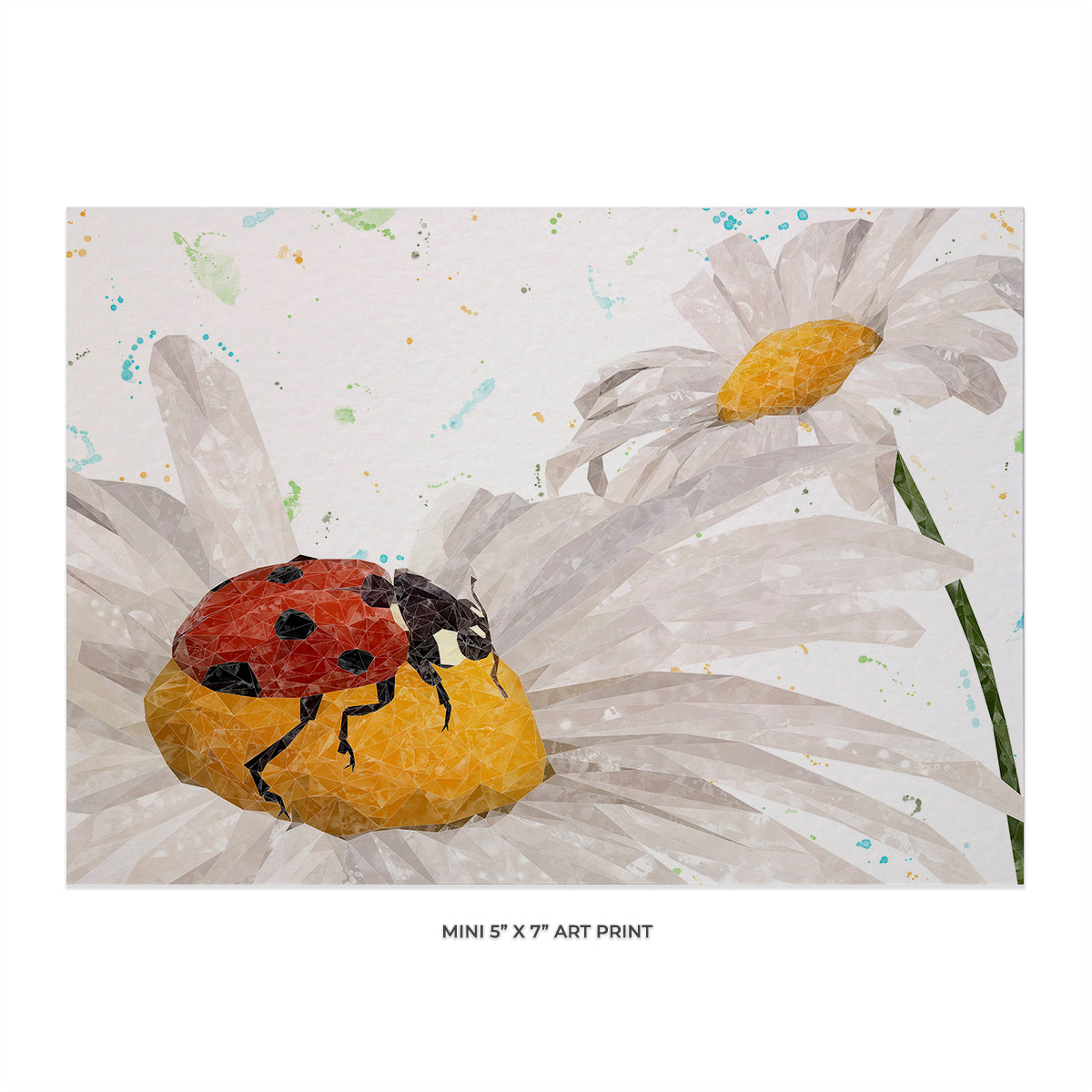 "Lady Daisy" Ladybird and Daisies 5" x 7" Mini Print