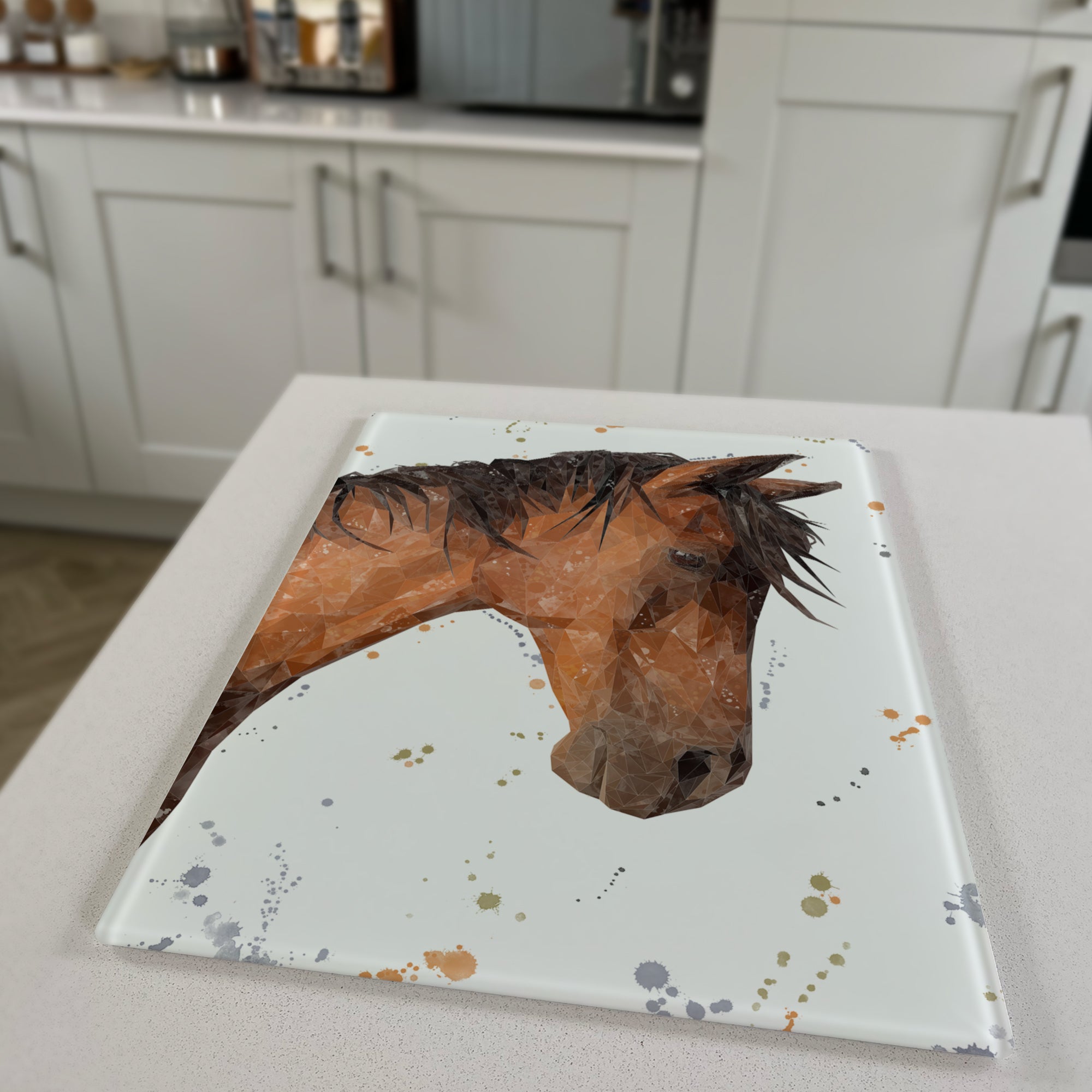 Duke The Horse Portrait Premium Glass Worktop Saver