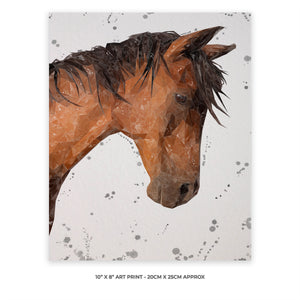 NEW! "Duke" The Horse (Grey Background Portrait) 10" x 8" Unframed Art Print