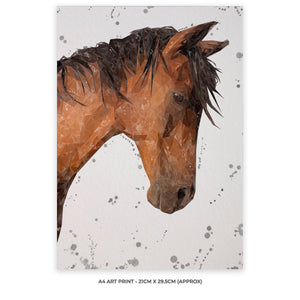 "Duke" The Horse (Grey Background Portrait) A4 Unframed Art Print