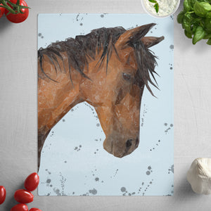 "Duke" The Horse Grey Background (Portrait) Glass Worktop Saver