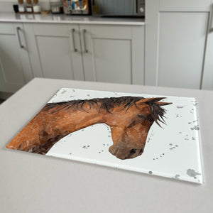 Duke The Horse (Grey Background) Premium Glass Worktop Saver