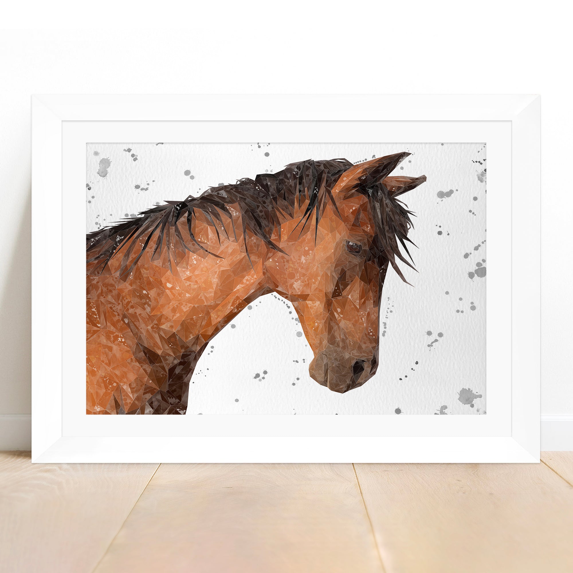 "Duke" The Horse (Grey Background) Framed & Mounted Art Print