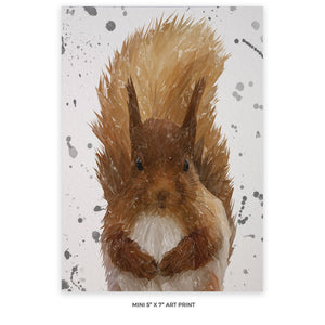 "Ellis" The Red Squirrel (Grey Background) 5x7 Mini Print - Andy Thomas Artworks