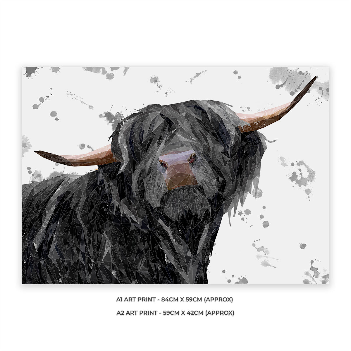 "Barnaby" The Highland Bull (Grey Background) Unframed Art Print - Andy Thomas Artworks