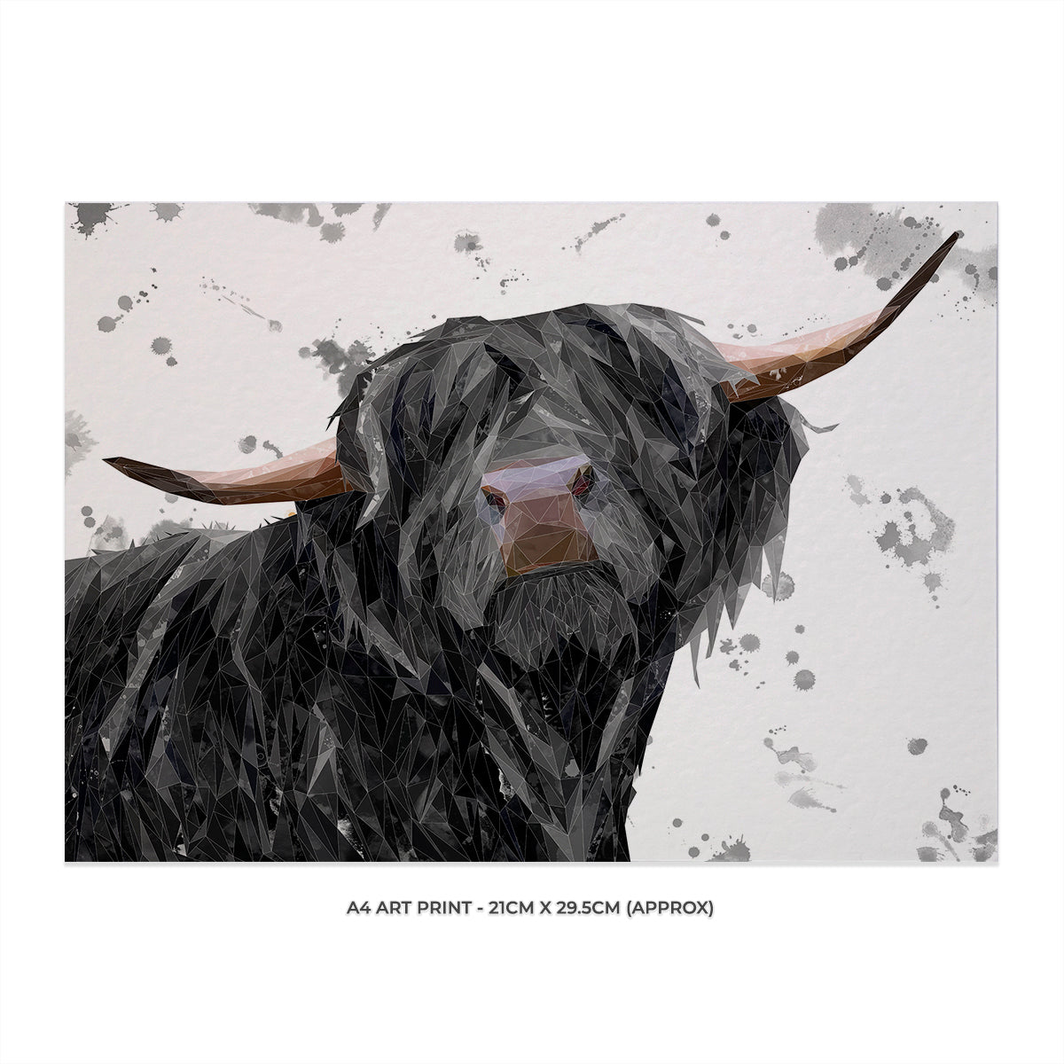 "Barnaby" The Highland Bull (Grey Background) Unframed Art Print - Andy Thomas Artworks